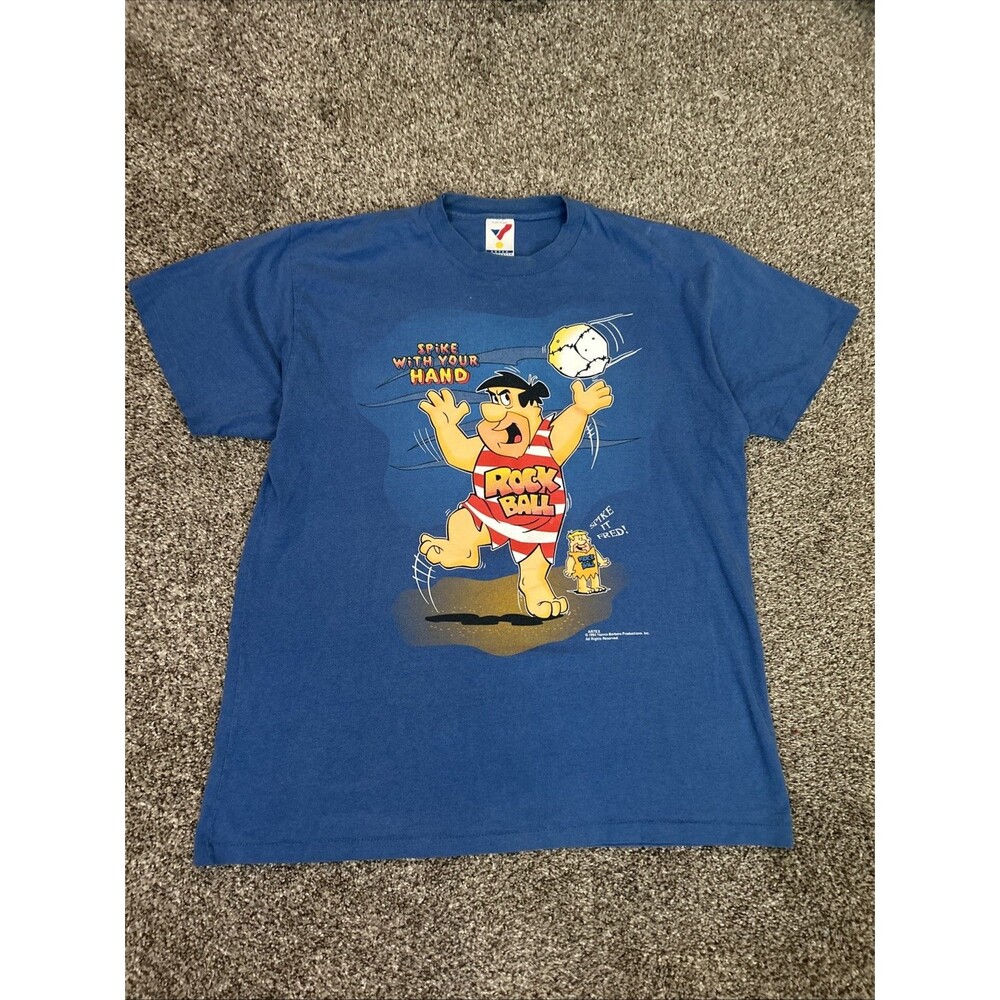 Vintage 1994 Artex Flinstones Cartoon Volleyball Graphic T-Shirt Mens Size XL